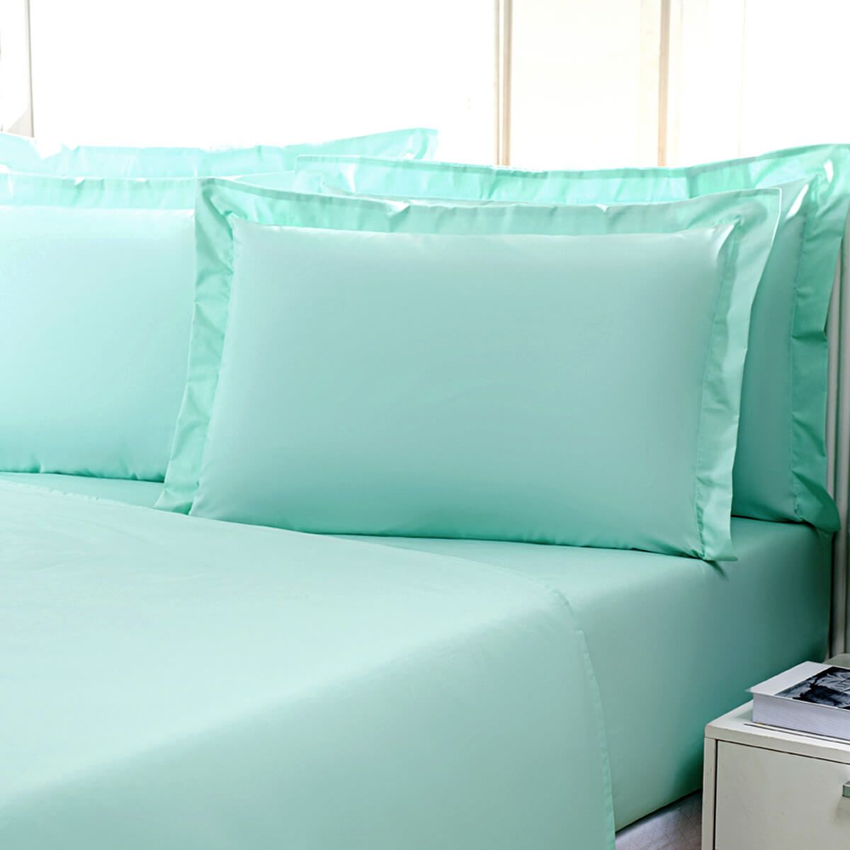 Enxoval de Hotel Sob Encomenda! Fronha Avulsa Com Aba  50x70cm Percal 180 Fios Misto - Confort  Verde