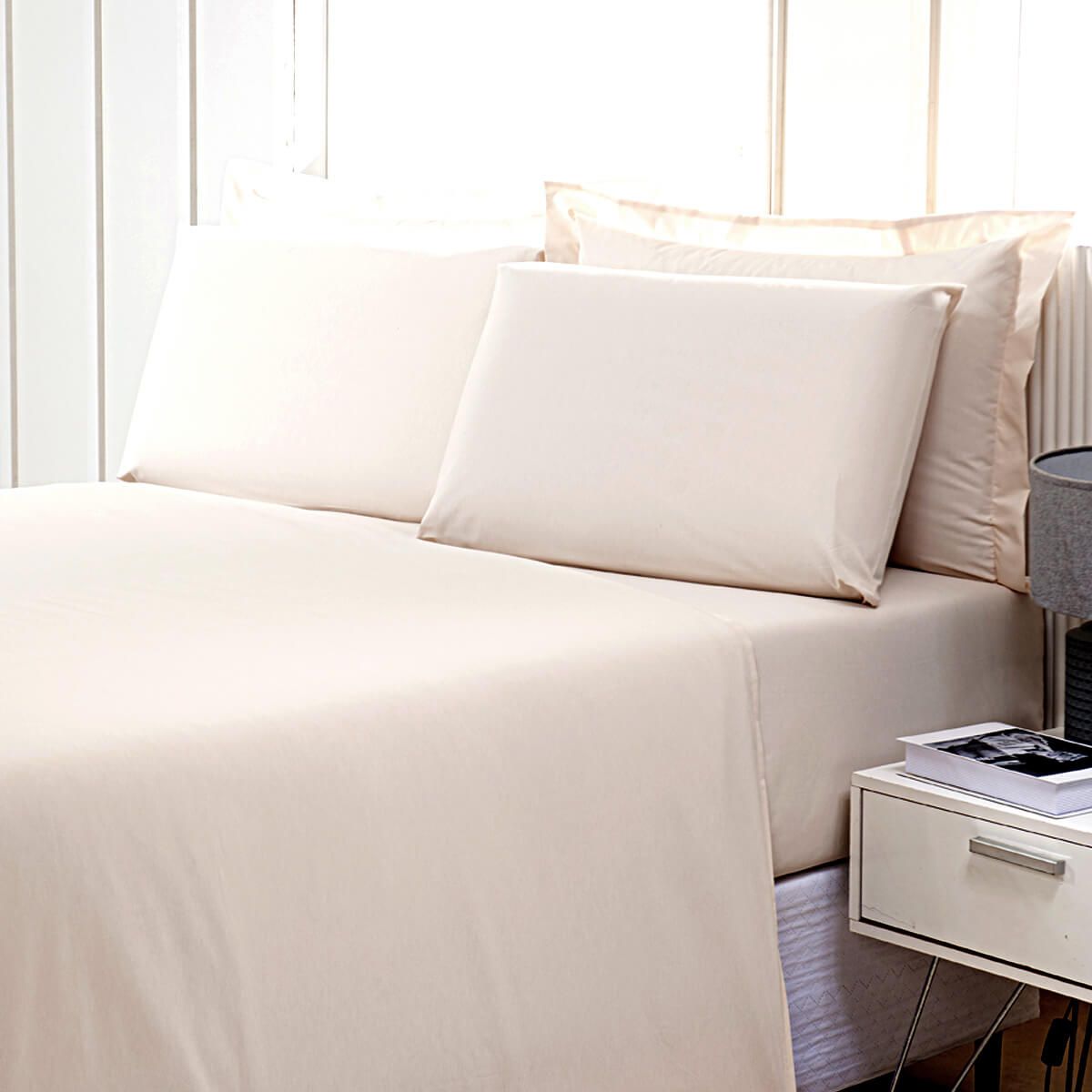 Enxoval de Hotel Sob Encomenda! Lençol Solteiro com Elast  90x190x30cm Percal 180 Fios Misto Palha - Confort