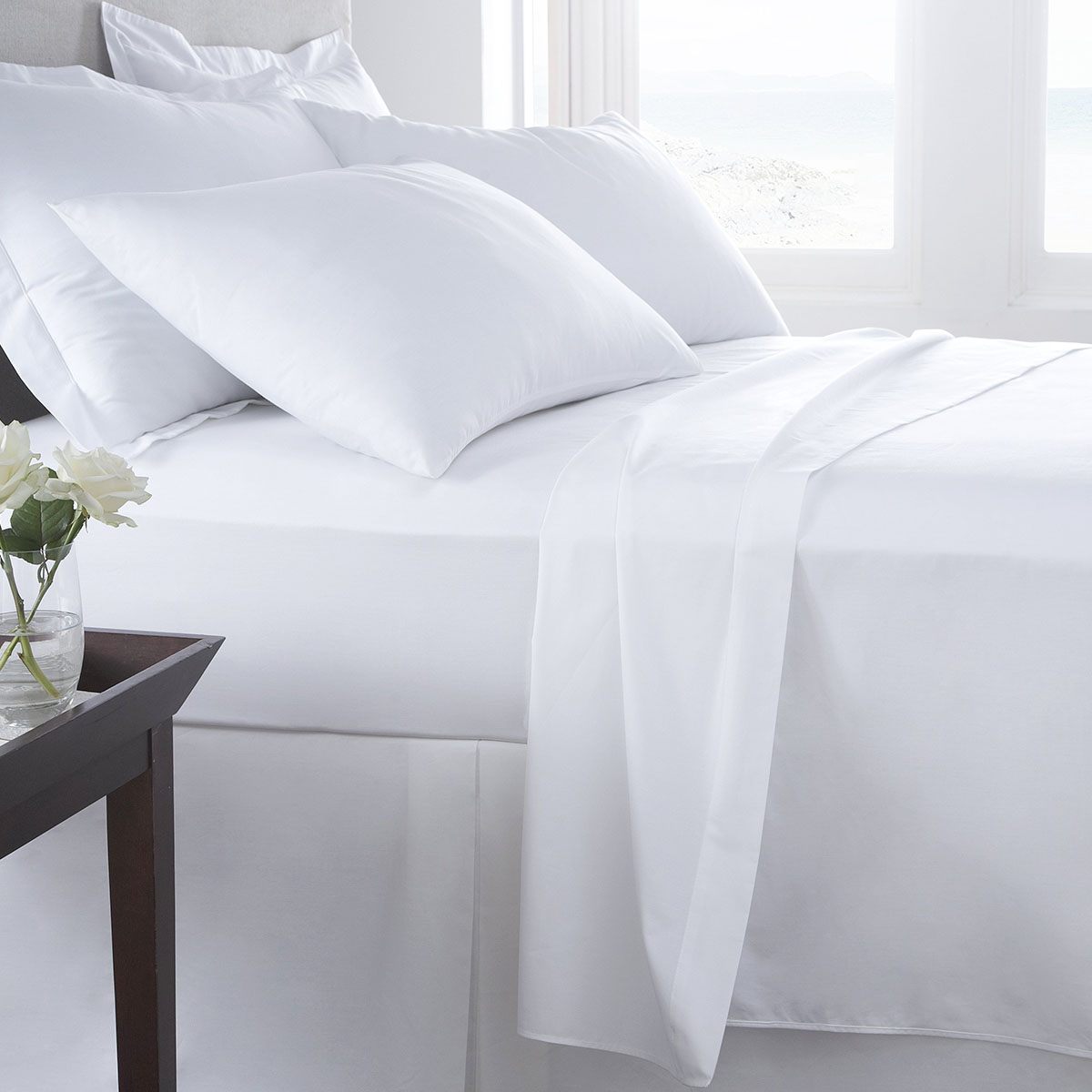 Lençol King 180 fios com Elástico Branco para Hotelaria - Confort Conamore