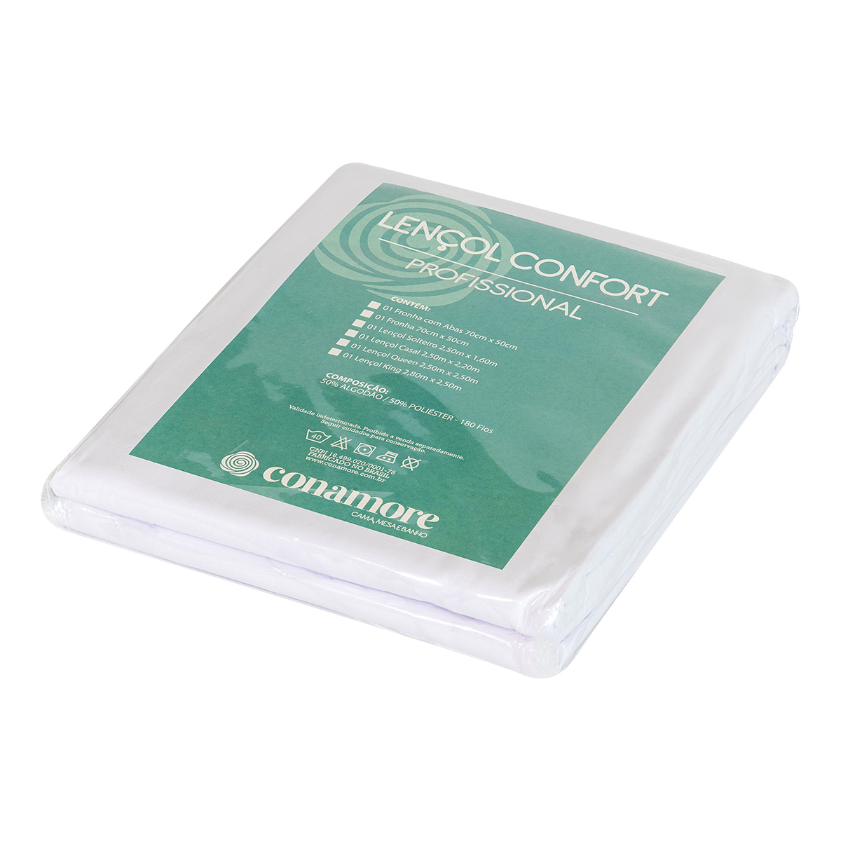 Embalagem Lençol Queen BRANCO COM ELÁSTICO, 180 Fios Confort - Hotelaria