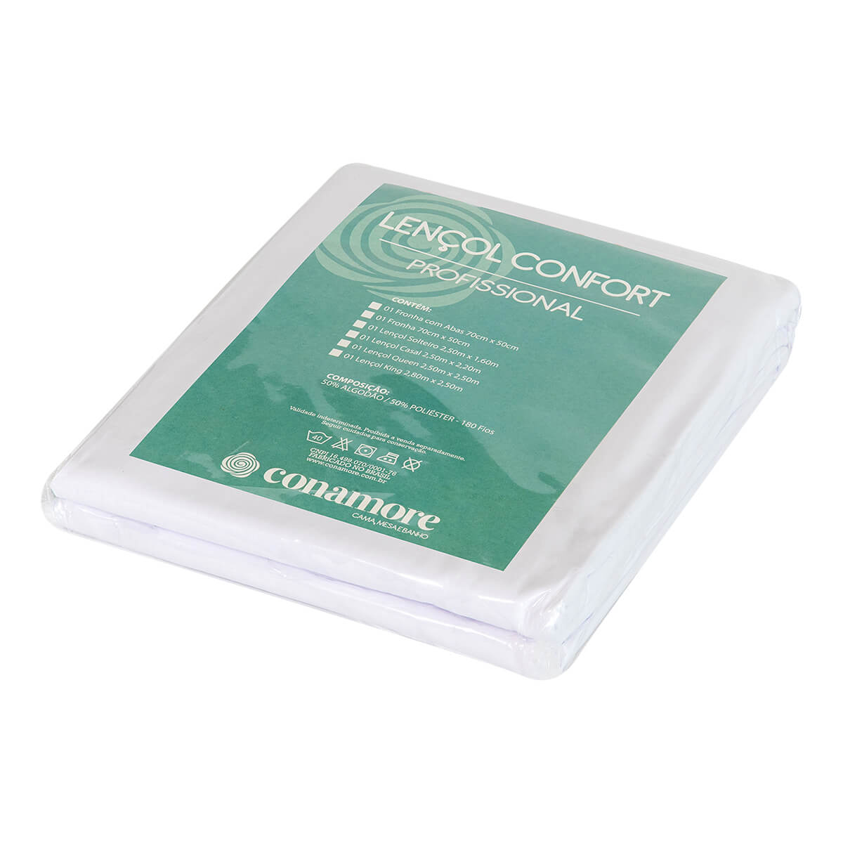 Embalagem Lençol Solteiro Profissional 180 fios SEM ELÁSTICO - Confort para Hotelaria