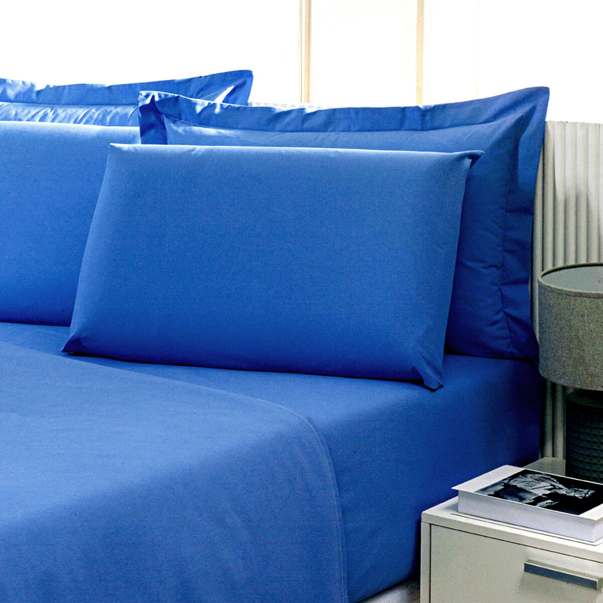 Lençol Solteiro King 180 azul