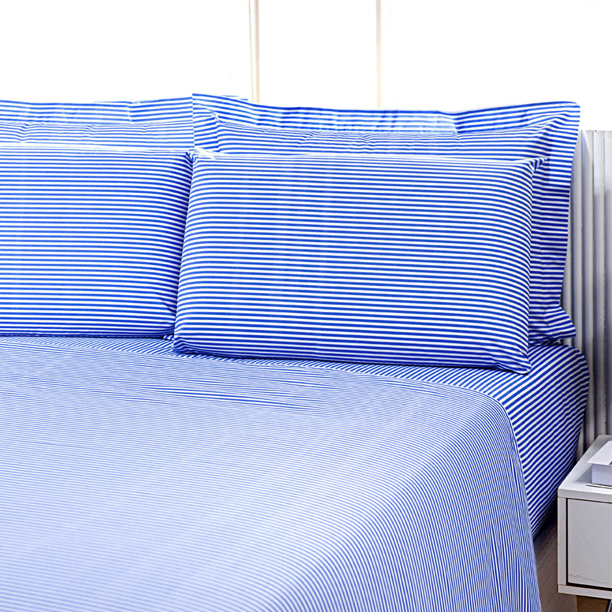 lençol 180 fios para hotelaria azul